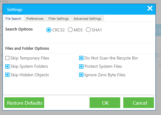best Windows 11 duplicate file finder scan settings